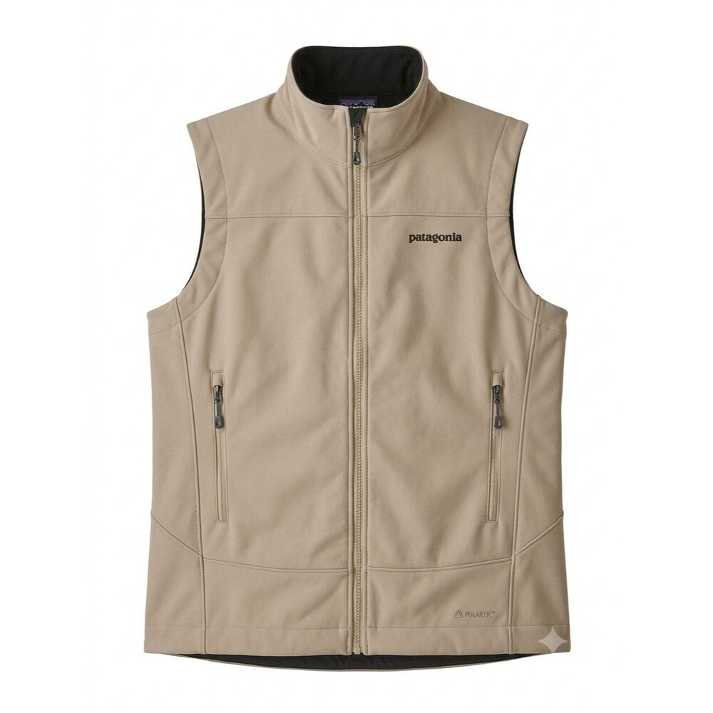 Patagonia Mens Beige Tan Polartec Softshell Vest Full Zip Windproof Jacket M